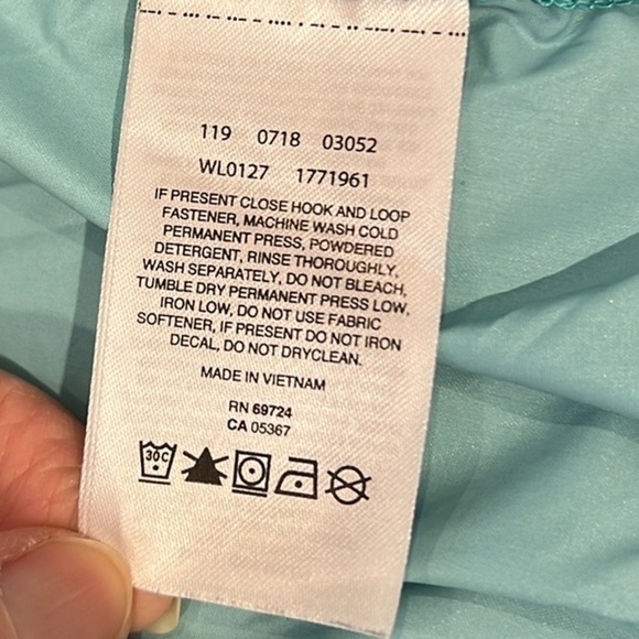 Columbia Aqua Blue Waterproof Lightweight packable hooded zipper rain Jacket L - Picture 6 of 6